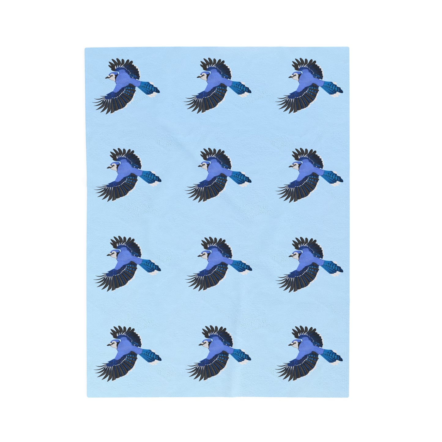 Blue Jay Backyard Bird Velveteen Plush Blanket Blue
