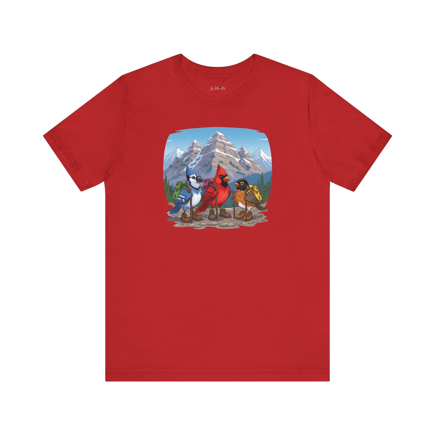 Birds Hiking T-Shirt Funny Cardinal Blue Jay Robin on a Hike Bird Watcher Bird Lover