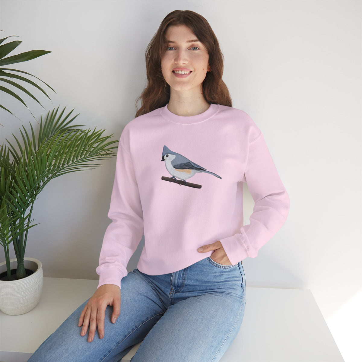Tufted Titmouse Bird Watcher Biologist Crewneck Sweatshirt