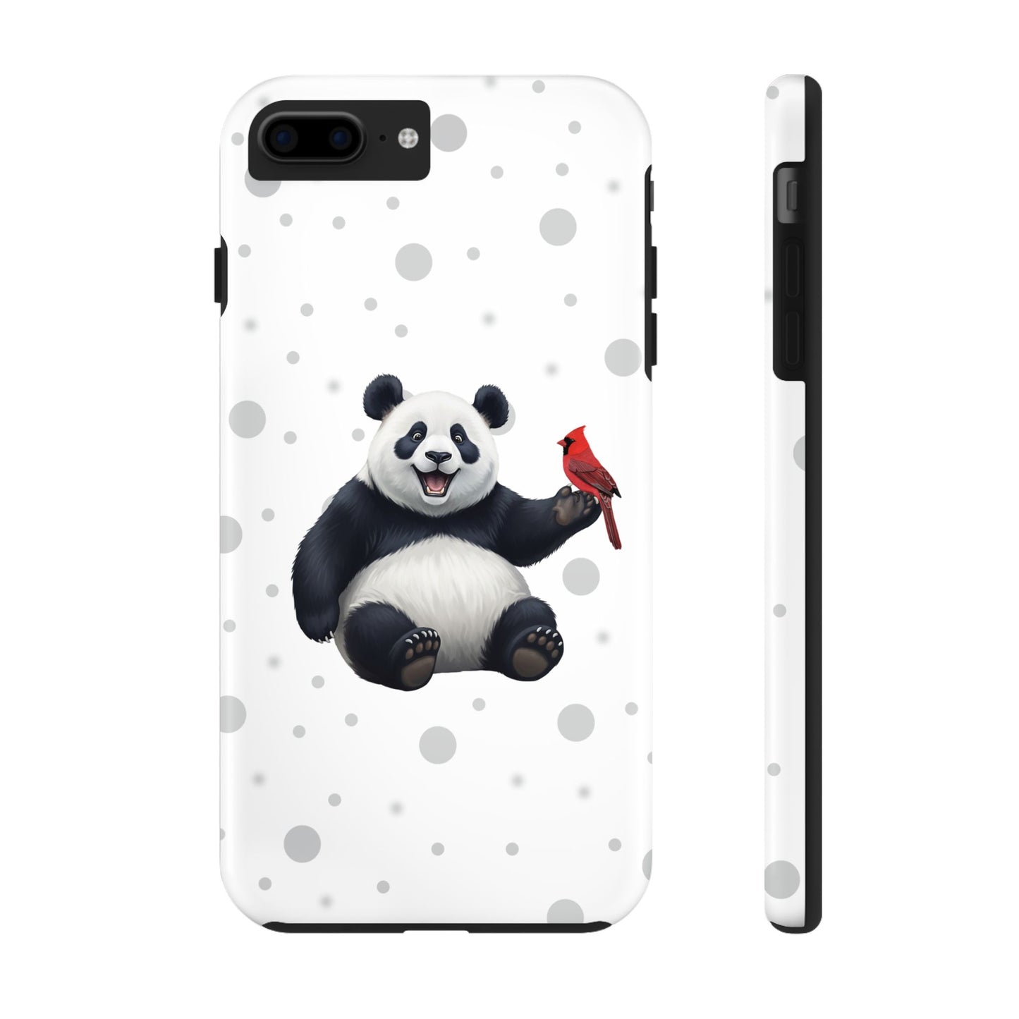 Cute Panda Bear with a Cardinal Animal iPhone Case - Dual-Layer PC/TPU Protective Cover for iPhone