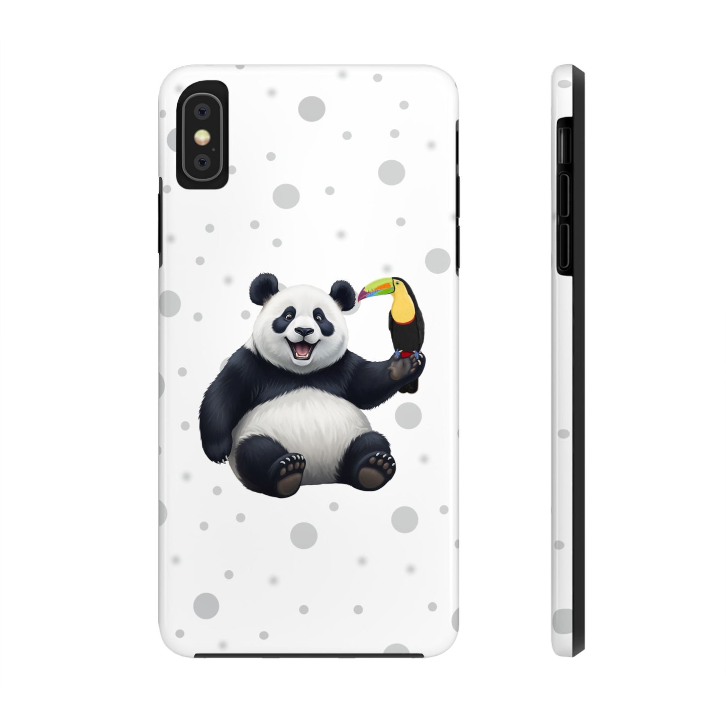 Cute Panda Bear with a Toucan Animal iPhone Case - Dual-Layer PC/TPU Protective Cover for iPhone