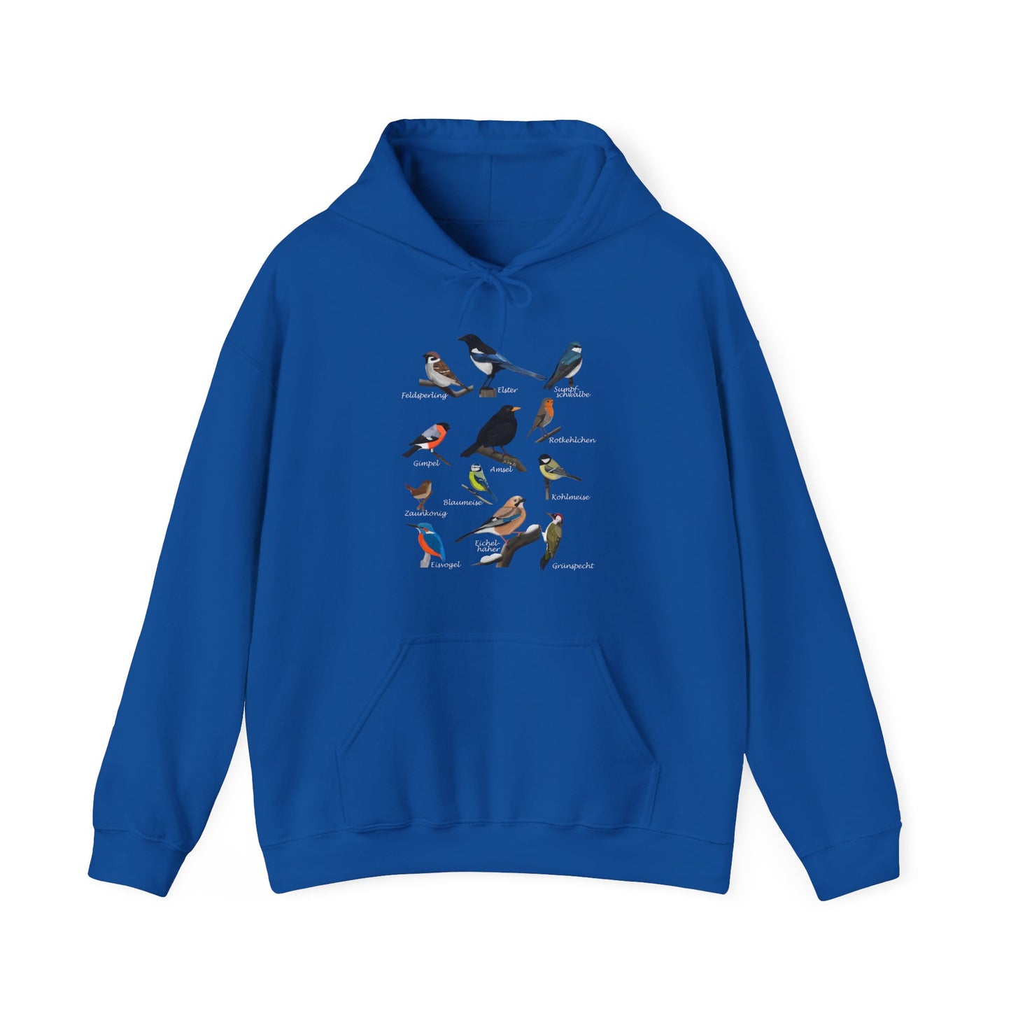 Gartenvögel Vogel Hoodie - Amsel Rotkehlchen Blaumeise Kapuzenpullover für Vogelbeobachter & Naturliebhaber mit Vogelmotiv