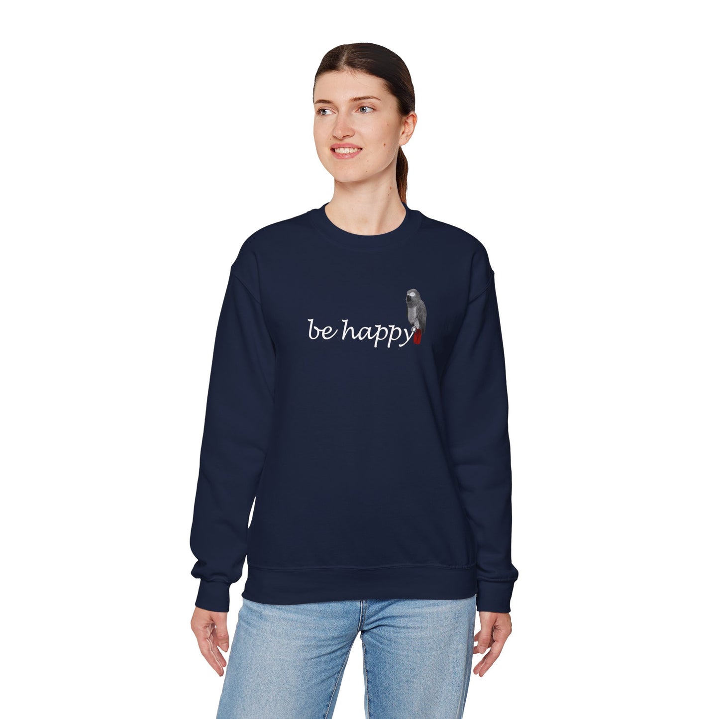 Grey Parrot Be Happy Bird バードウォッチング&バードウォッチング スウェットシャツ