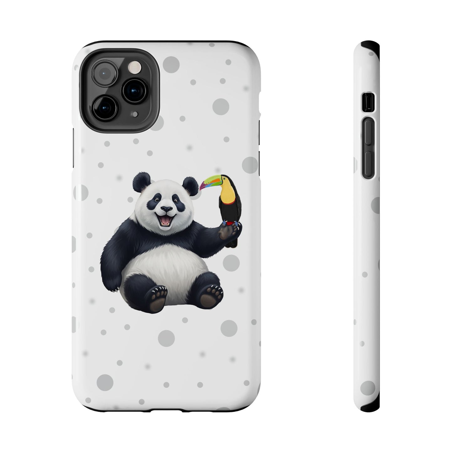 Cute Panda Bear with a Toucan Animal iPhone Case - Dual-Layer PC/TPU Protective Cover for iPhone