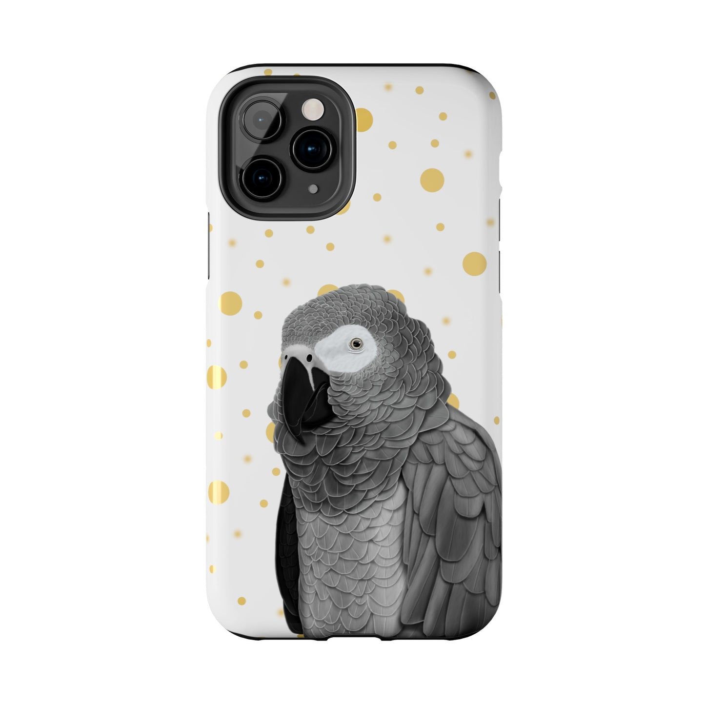 Grey Parrot Bird Art Tough Phone Case White