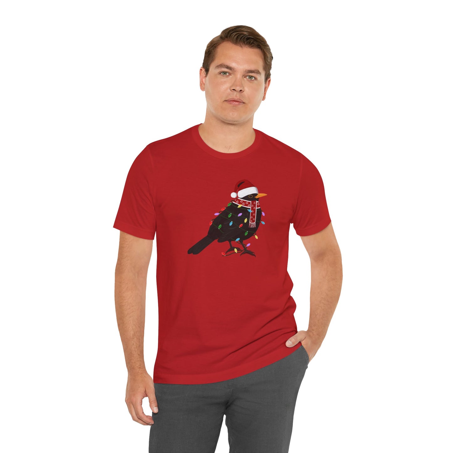 Blackbird with Fairy Lights Christmas Bird T-Shirt