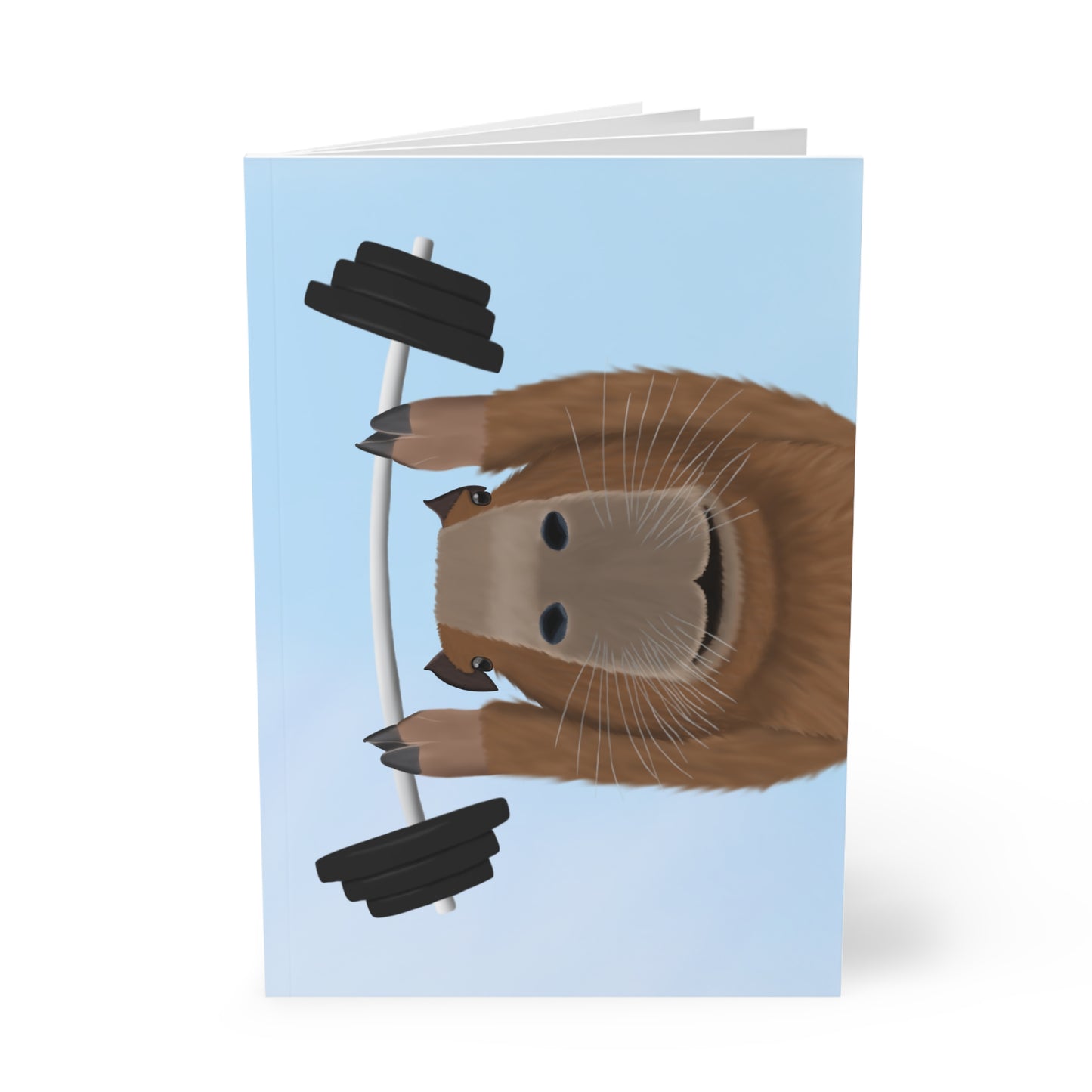 Capybara mit Hantel Gym Workout A5 Vogel Softcover Notizbuch 150 Seiten Liniert