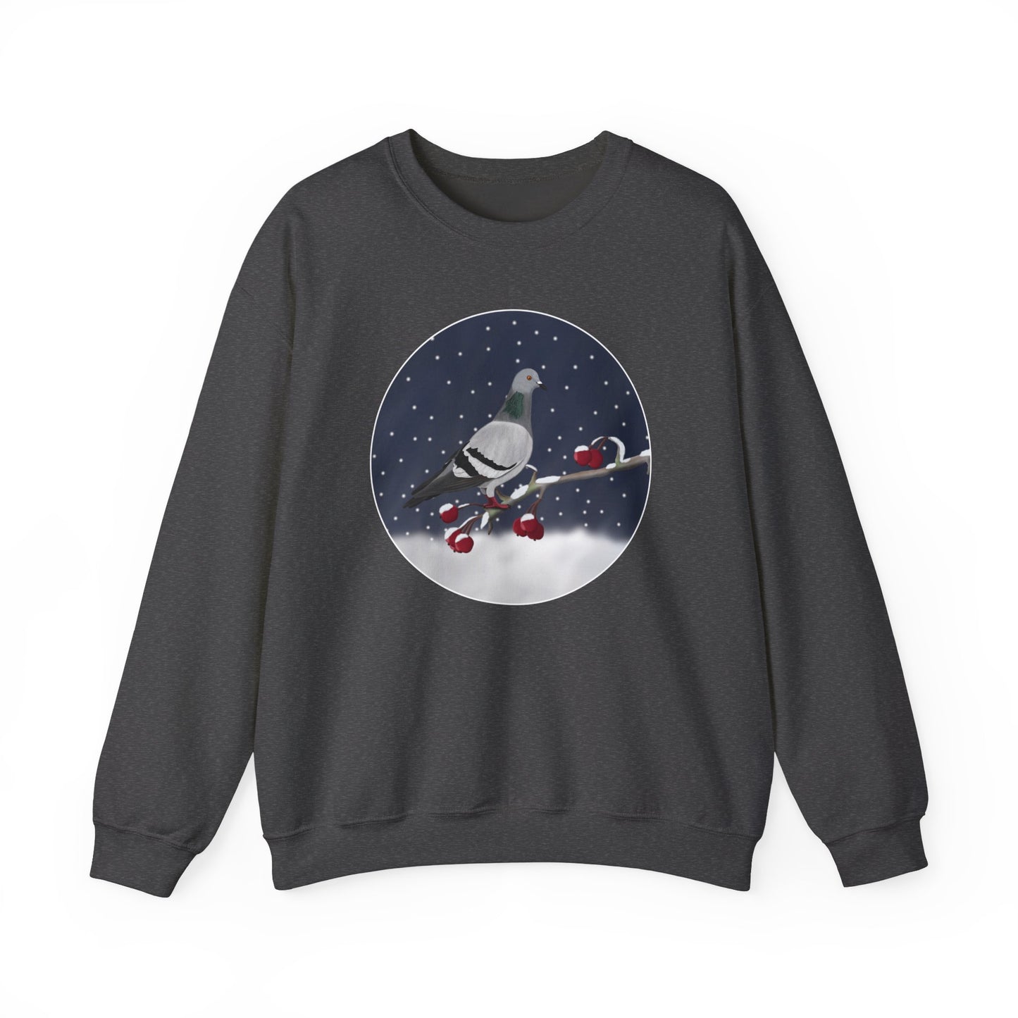 Pigeon on a Winter Branch Birdwatcher Christmas Bird Sweatshirt