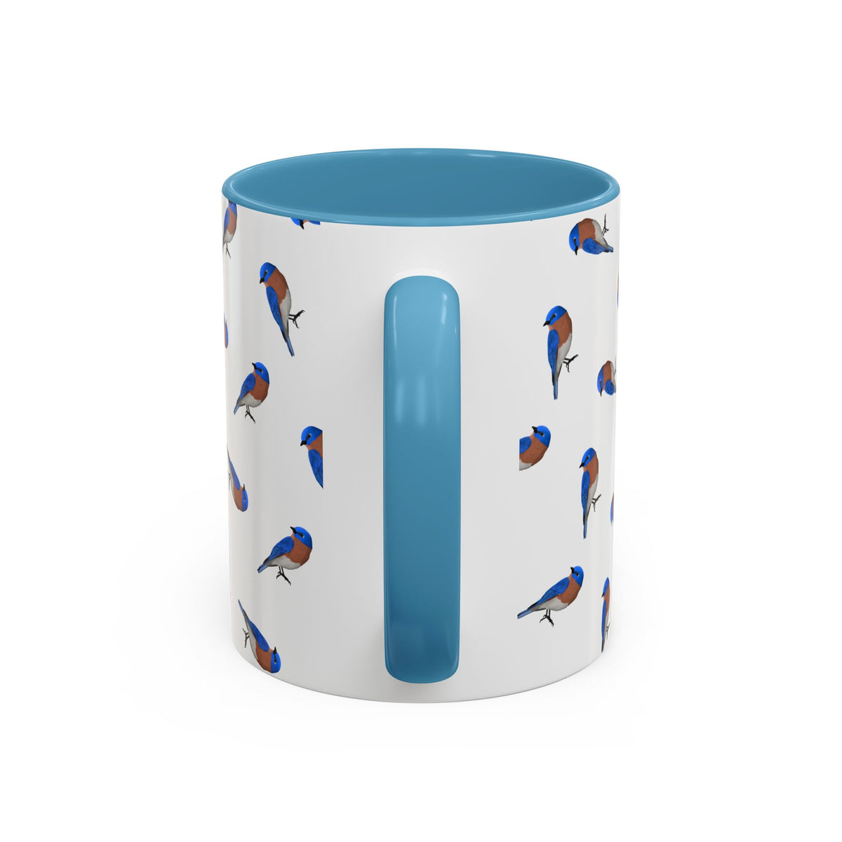 Bluebird All-Over Pattern Accent Mug | Colorful Bird Lover Gift for Birdwatchers