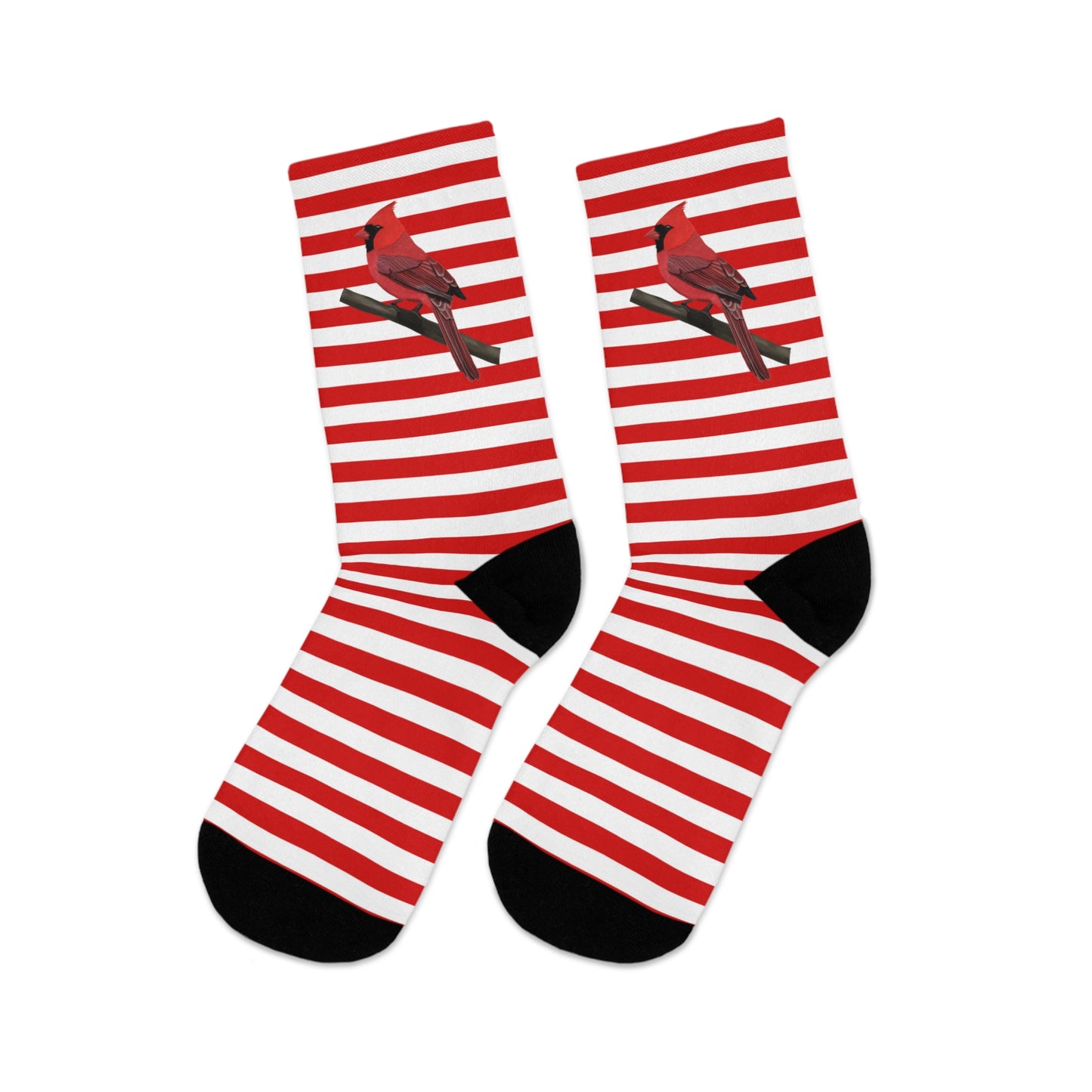 Cardinal Stripes Red White Birding & Birdwatching Bird Socks