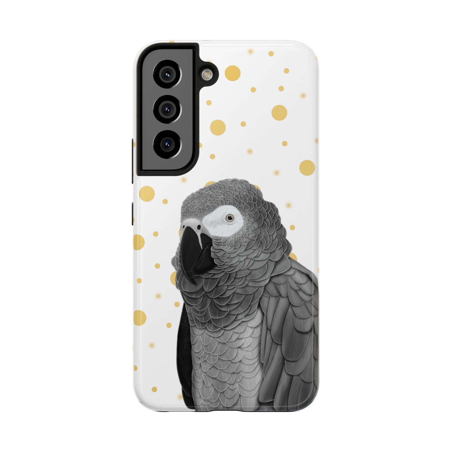 Grey Parrot Bird Art Tough Phone Case White