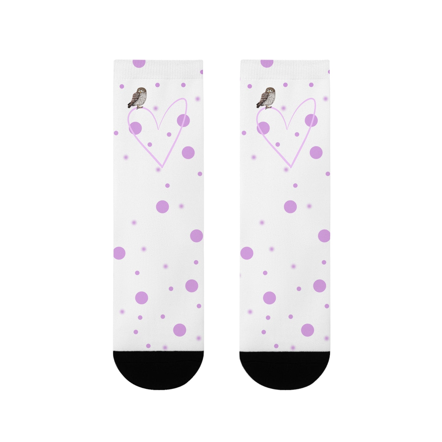 Eule Vogel Socken mit Rosa Herz und Punkten Valentinstag