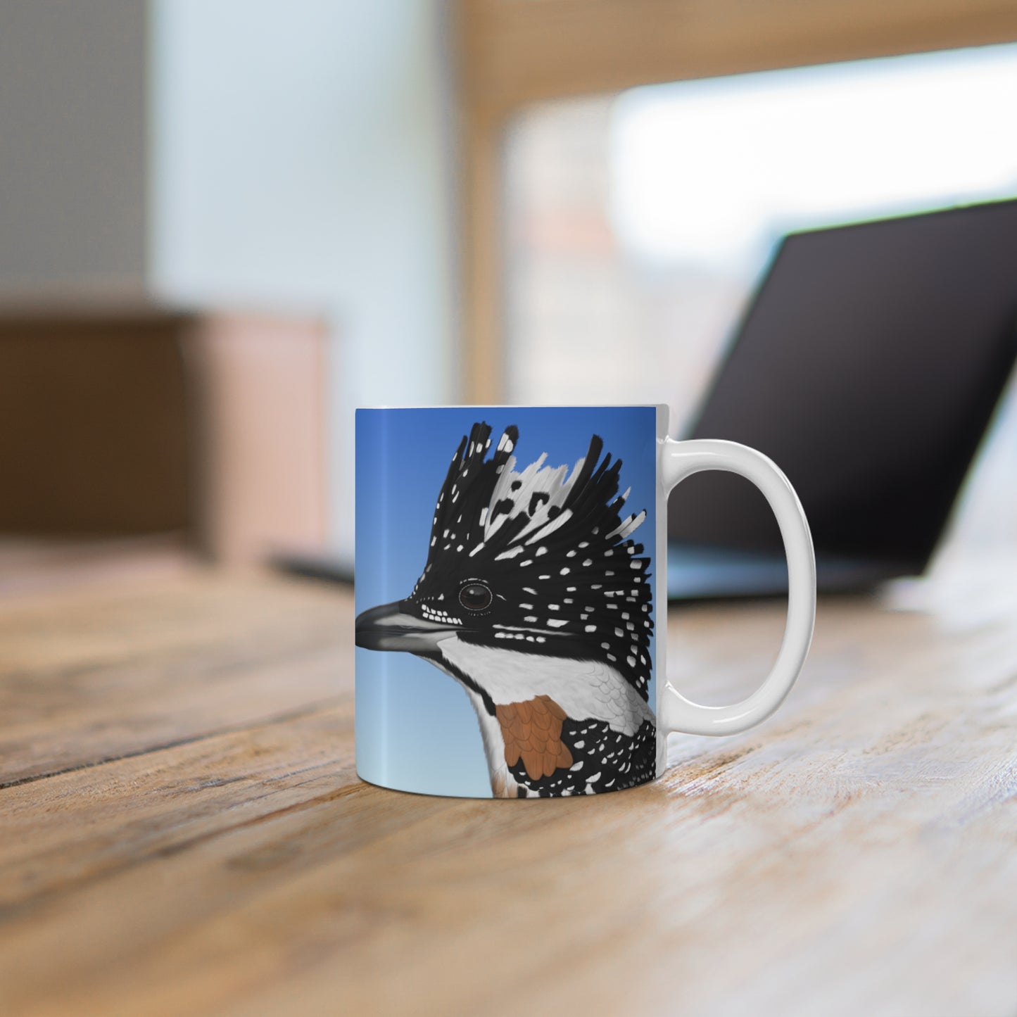 Crested Kingfisher Bird Ceramic Mug 11oz - jz.birds