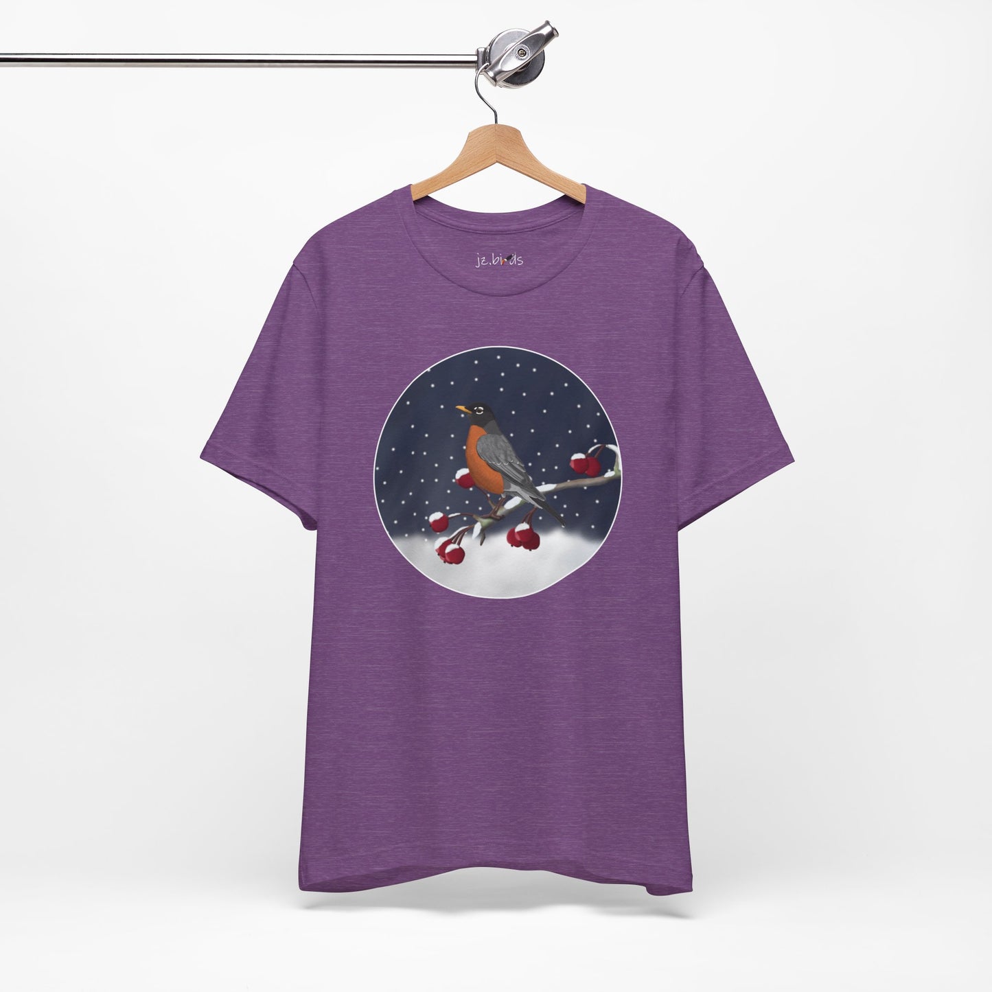American Robin on a Winter Branch Birdwatcher Christmas Bird T-Shirt