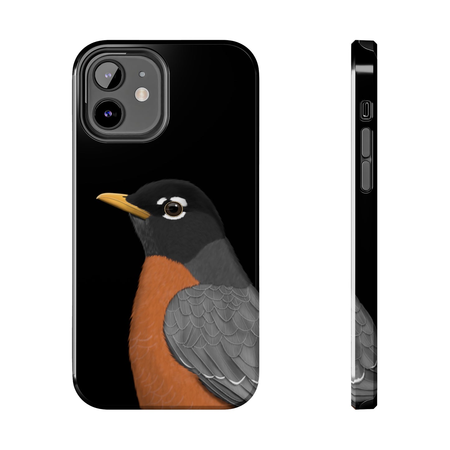 Robin Bird Art Tough Phone Case Black