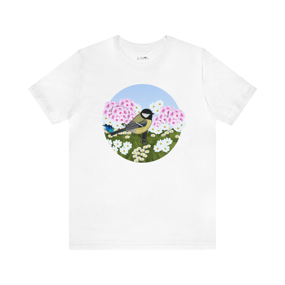Chickadee T-Shirt on Cotton background