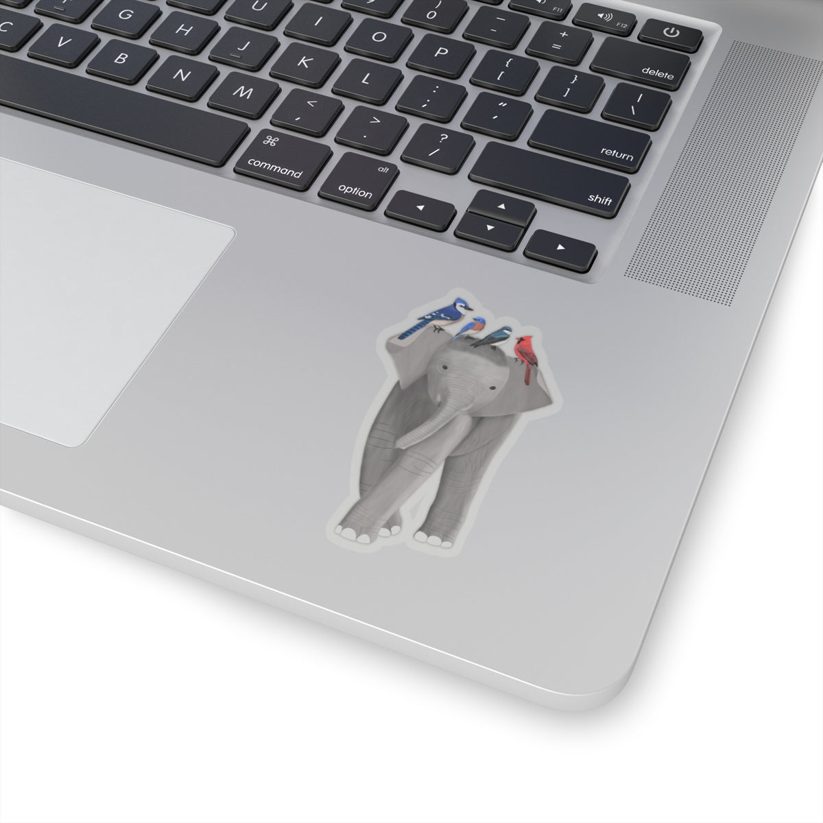 Elephant with Birds Blue Jay Bluebird Cardinal Sticker