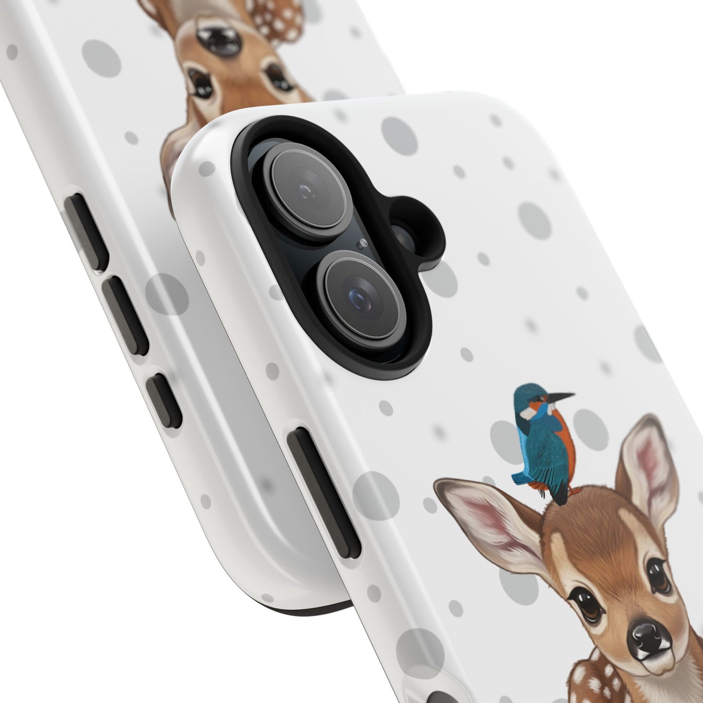 Cute Fawn with a Kingfisher Animal iPhone Case - Dual-Layer PC/TPU Protective Cover for iPhone