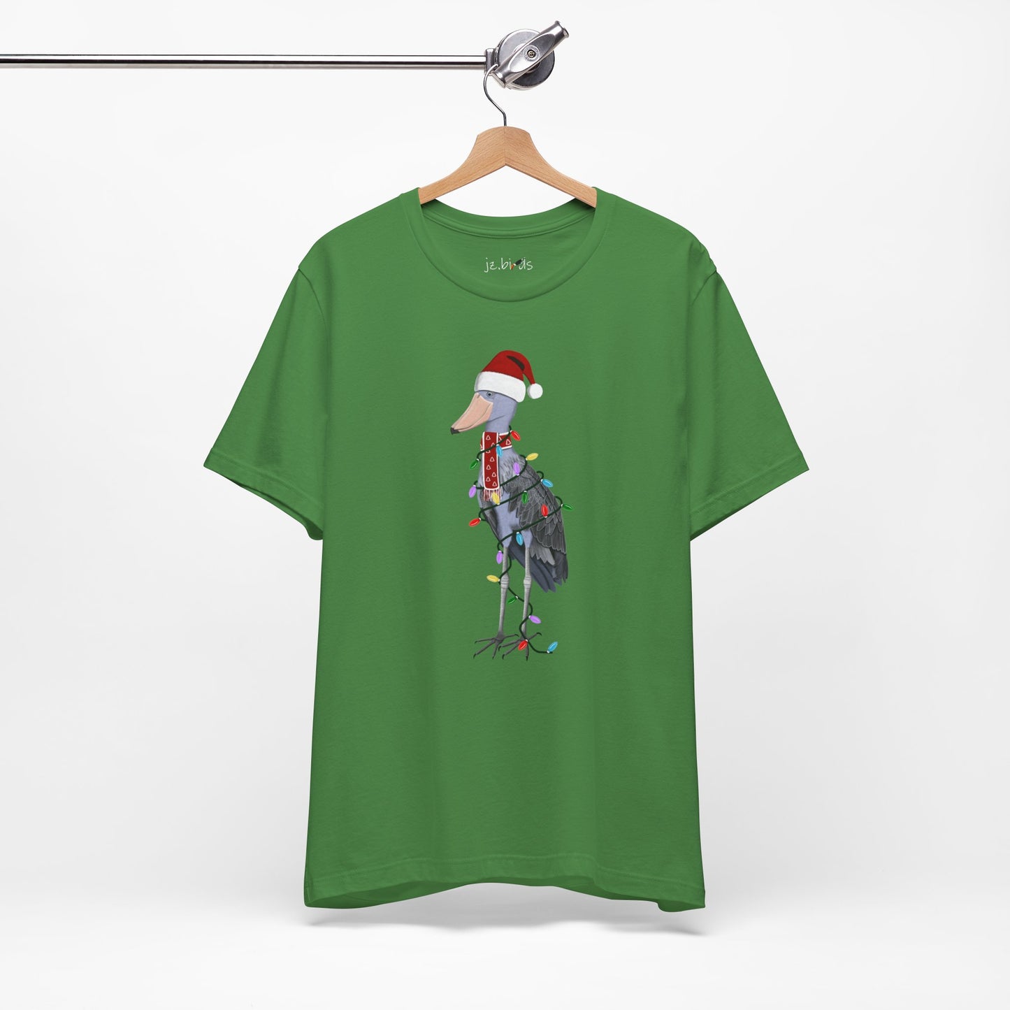 フェアリーライト付きハシビロコウのクリスマスバードTシャツ