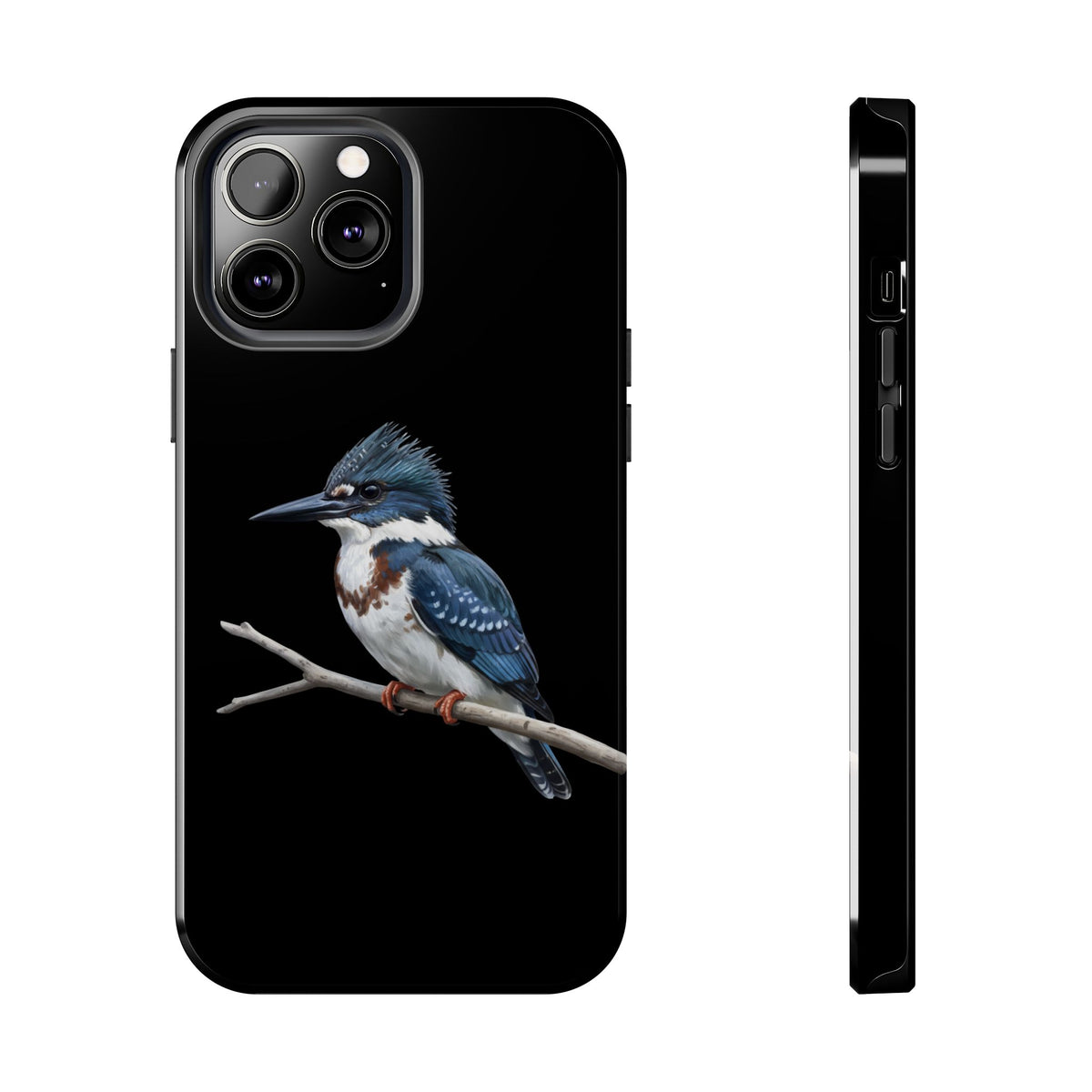 Belted Kingfisher iPhone Case – Premium Tough Phone Cover Black