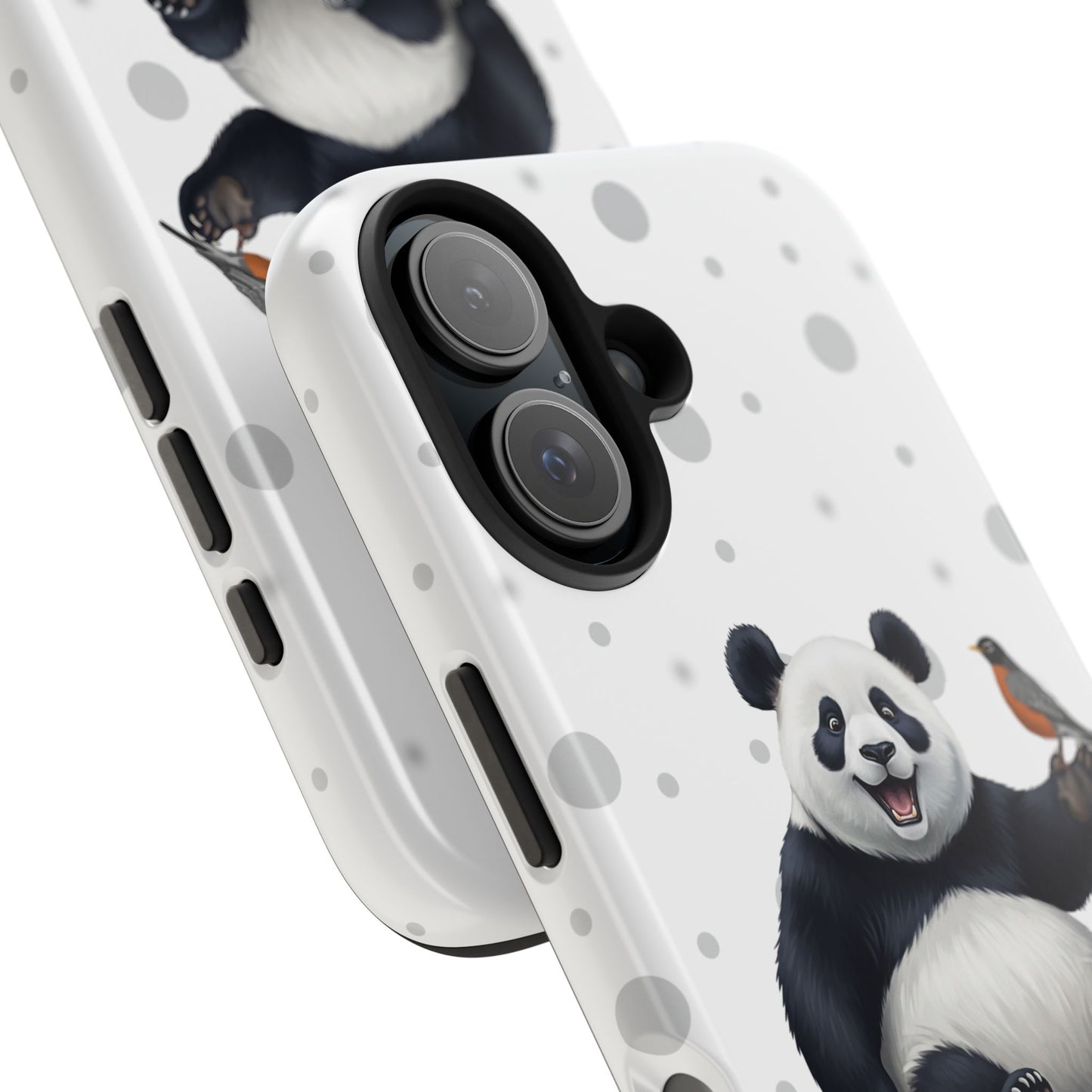 Cute Panda Bear with American Robin Animal iPhone Case - Dual-Layer PC/TPU Protective Cover for iPhone