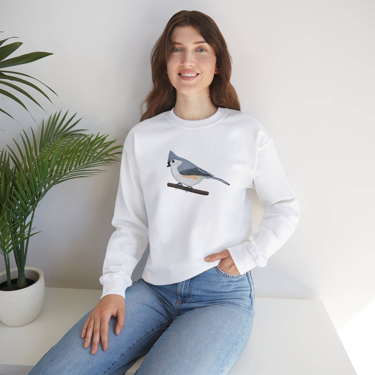 Tufted Titmouse Bird Watcher Biologist Crewneck Sweatshirt