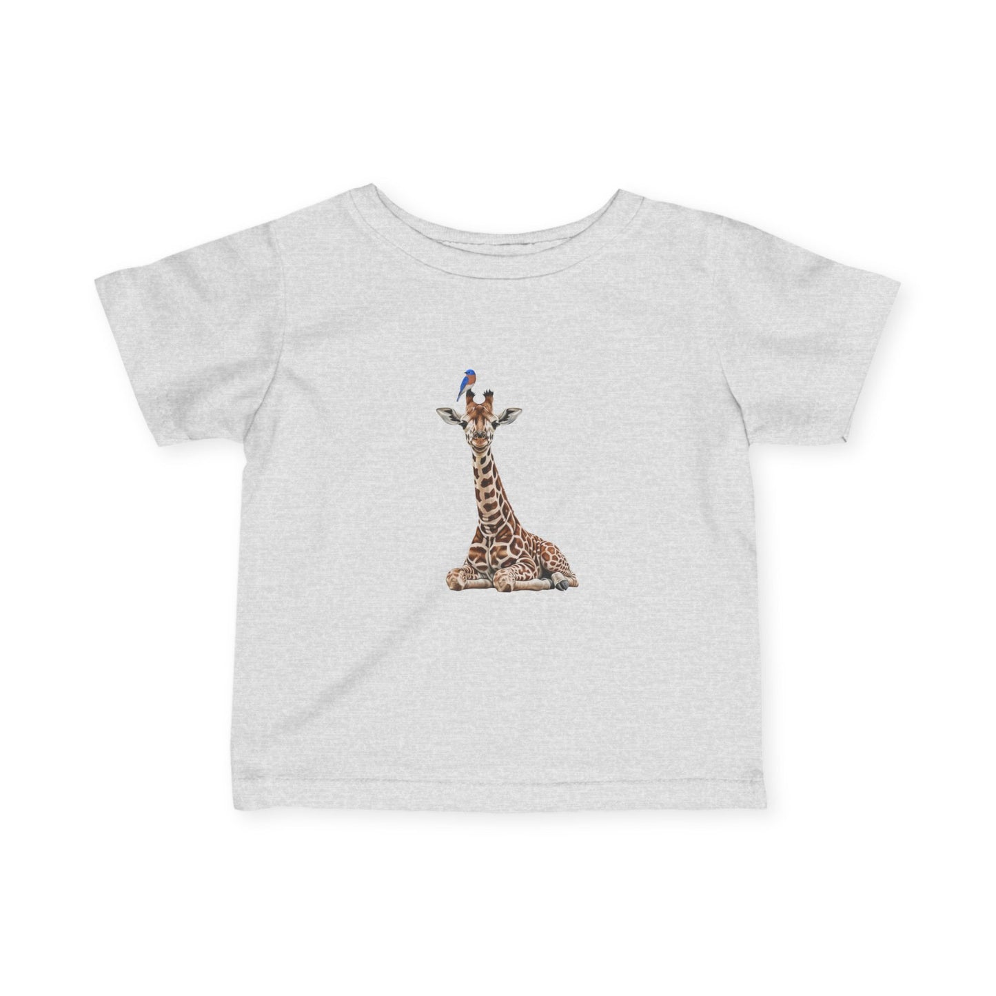 Cute Baby Giraffe with Bluebird Bird Baby & Toddler T-Shirt