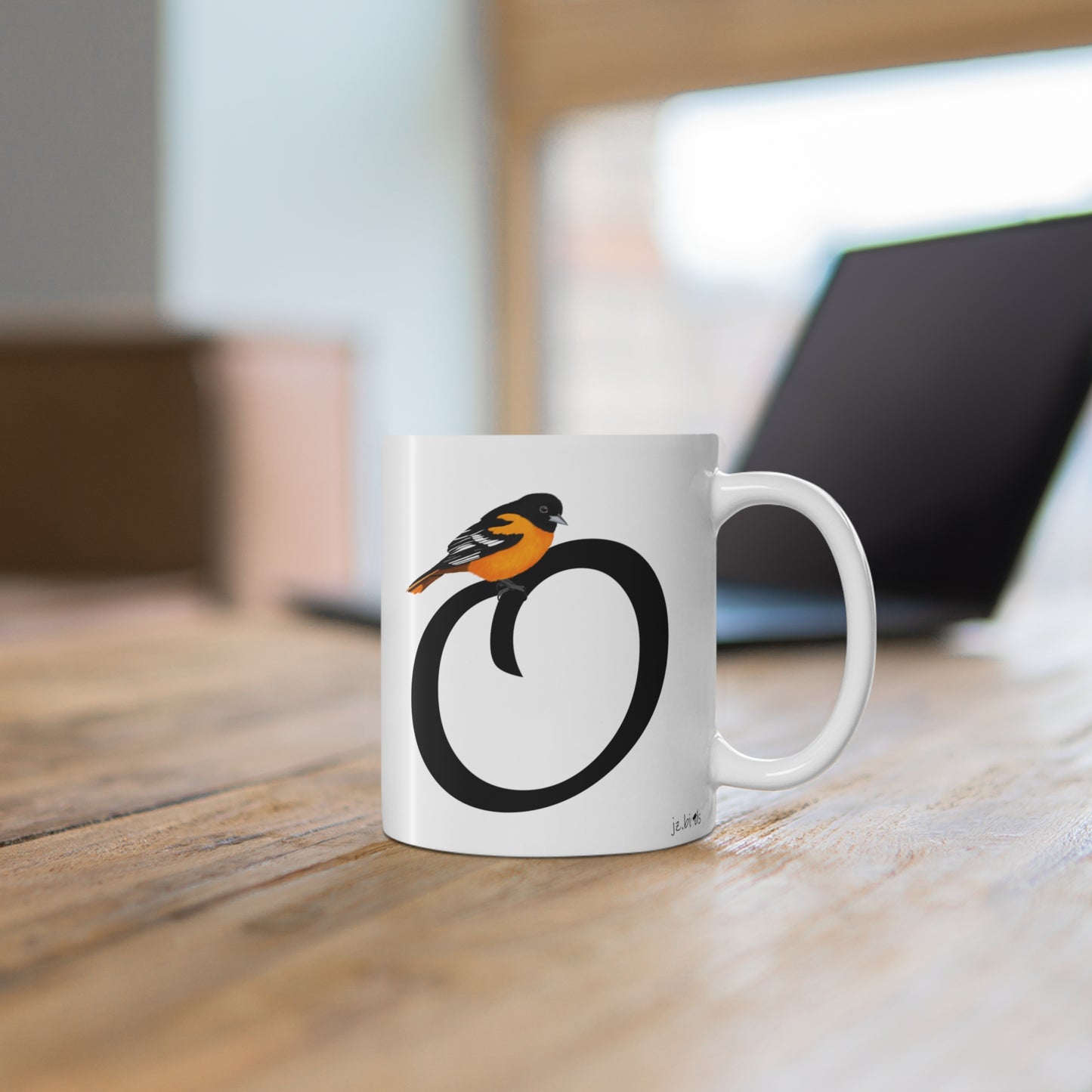 Oriole Letter O Bird Ceramic Mug 11oz White