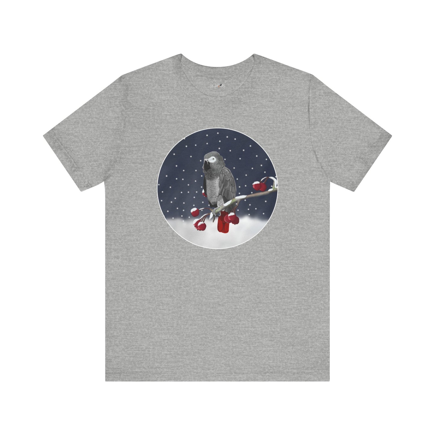 Grey Parrot on a Winter Branch Birdwatcher Christmas Bird T-Shirt