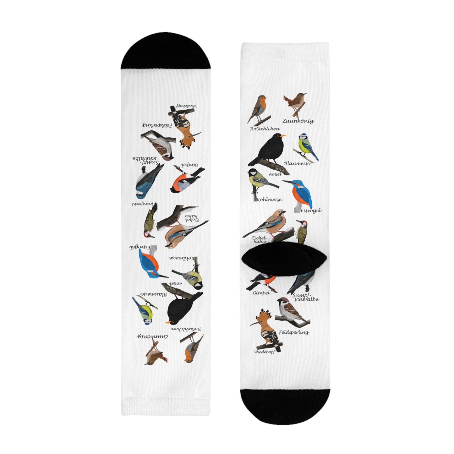 Gartenvögel Amsel Rotkehlchen Blaumeise Wiedehopf Vogel Socken für Vogelfreunde & Vogelbeobachter Weiß