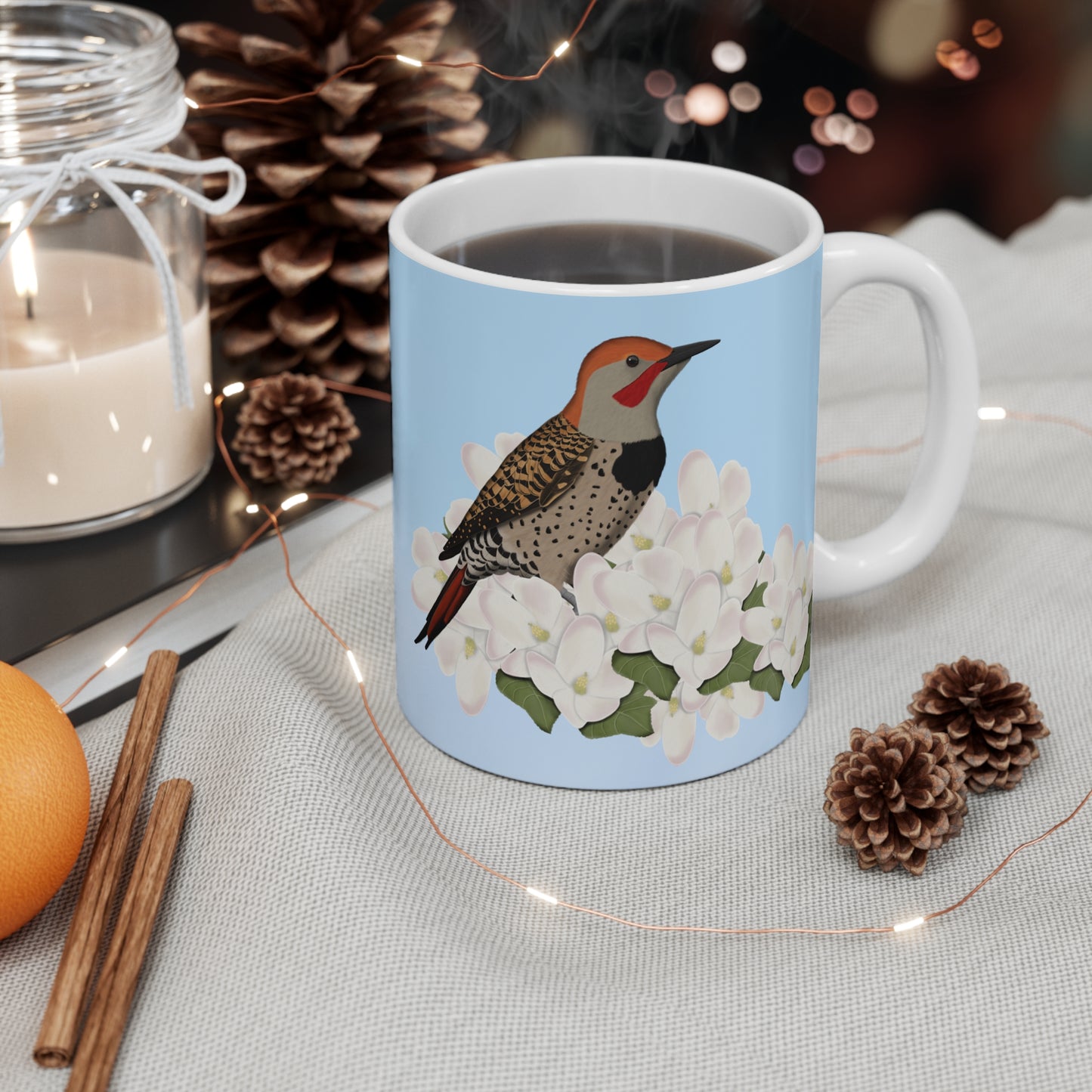 Northern Flicker Apple Spring Blossoms Bird Ceramic Mug 11oz