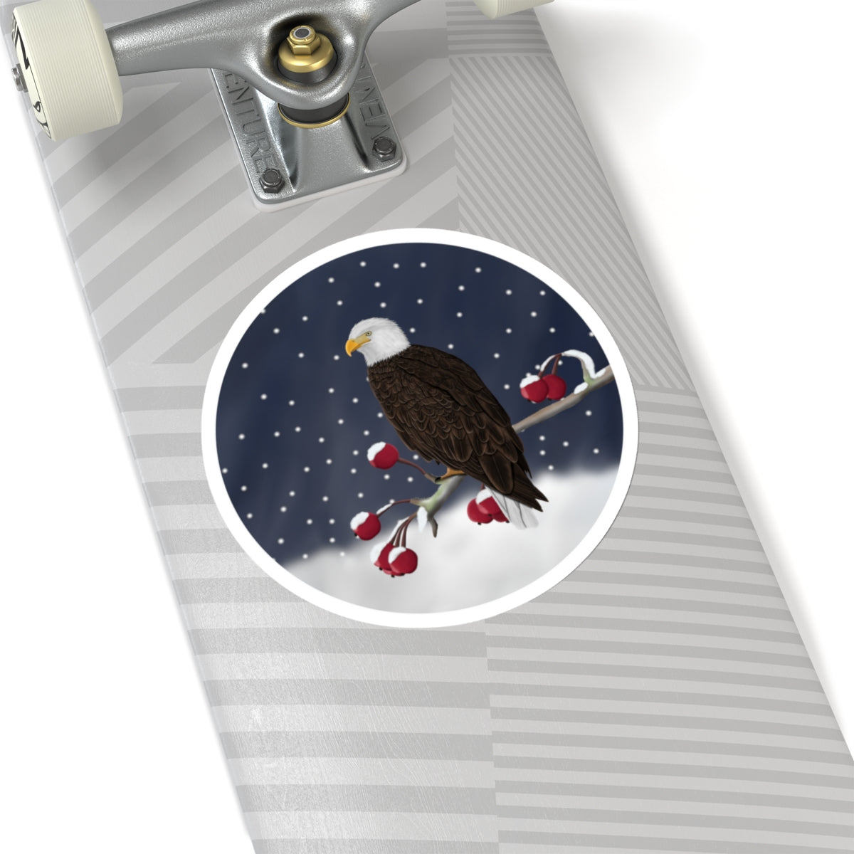 Bald Eagle on a Winter Branch Christmas Bird Sticker