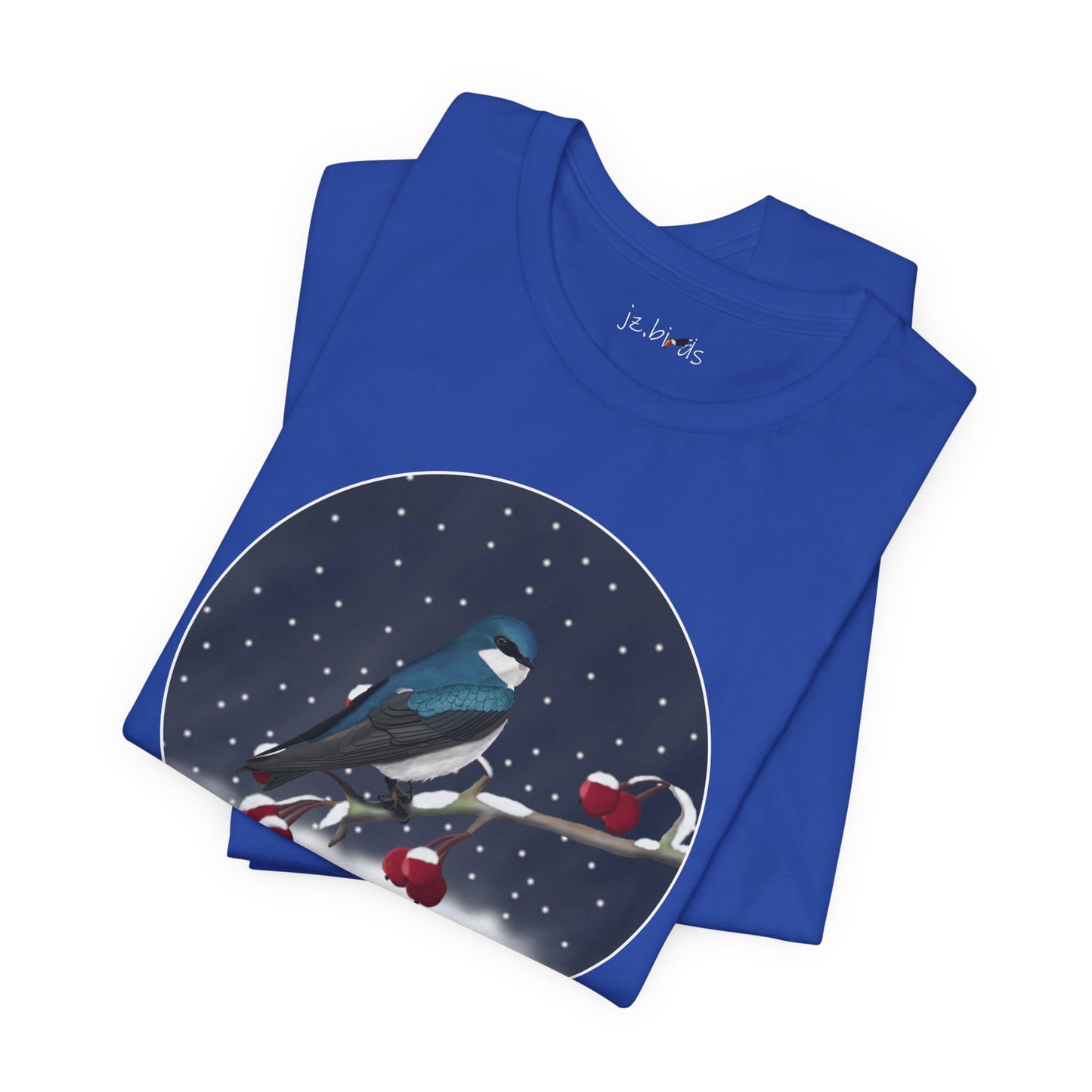 Tree Swallow on a Winter Branch Birdwatcher Christmas Bird T-Shirt