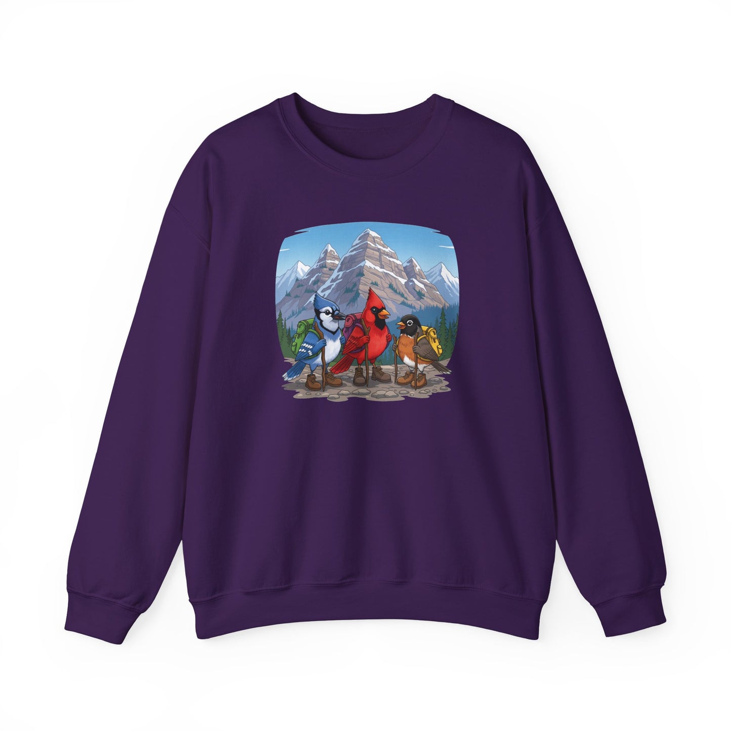 Birds Hiking Sweatshirt Funny Cardinal Robin Blue Jay on a Hike Bird Watchers & Bird Lovers
