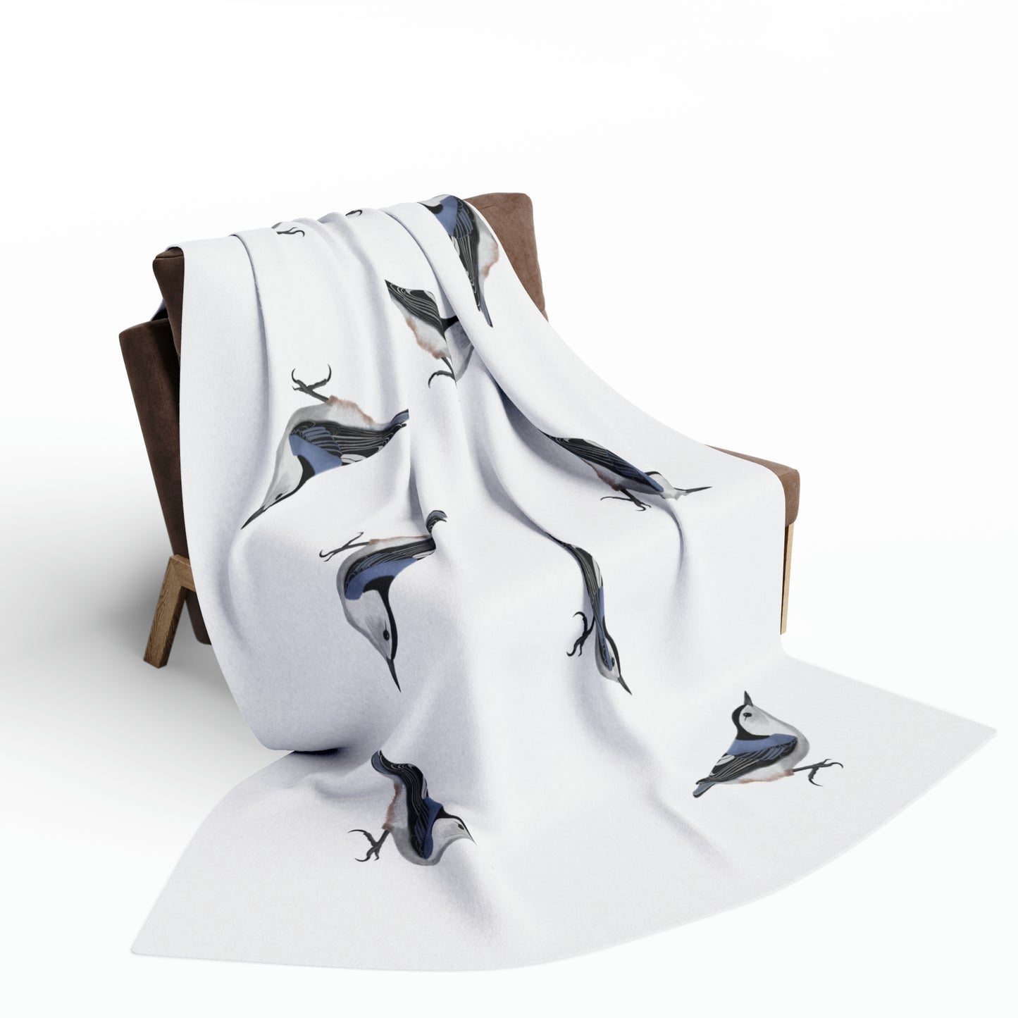 Nuthatch Bird Arctic Fleece Blanket White