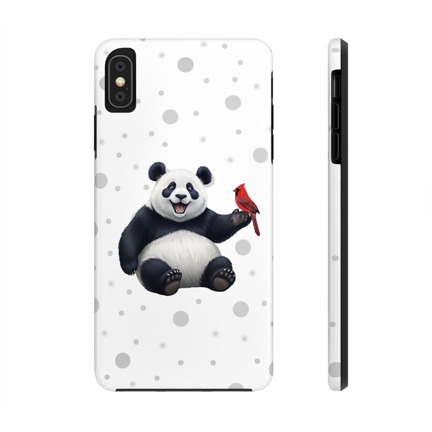Cute Panda Bear with a Cardinal Animal iPhone Case - Dual-Layer PC/TPU Protective Cover for iPhone
