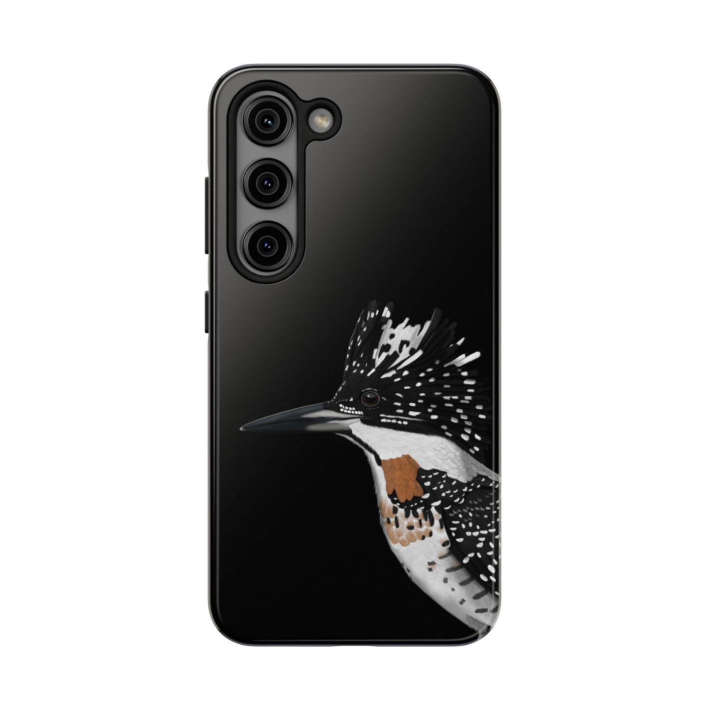 Crested Kingfisher Bird Art Tough Phone Case Black