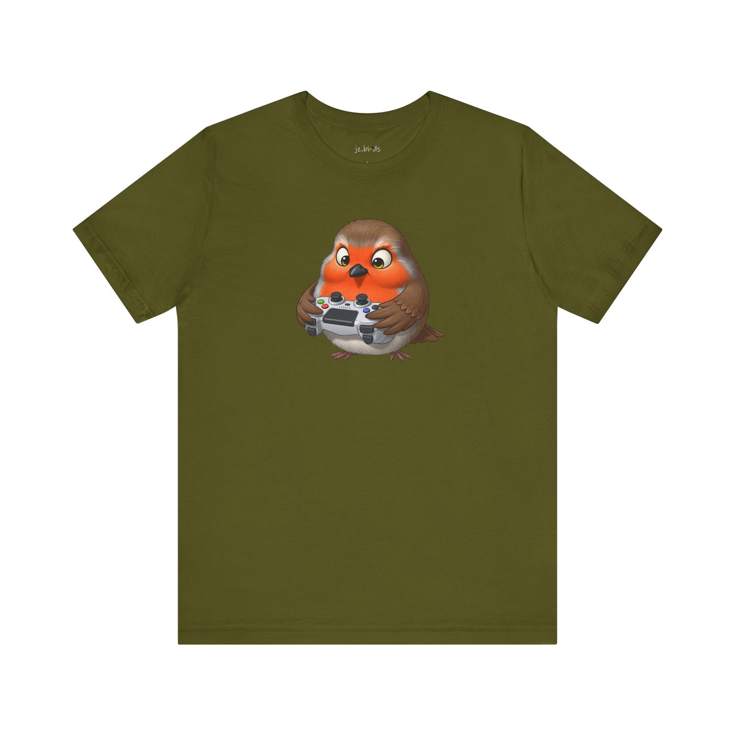 Robin Playing Video Games Funny Gamer and Bird Lover T-Shirt