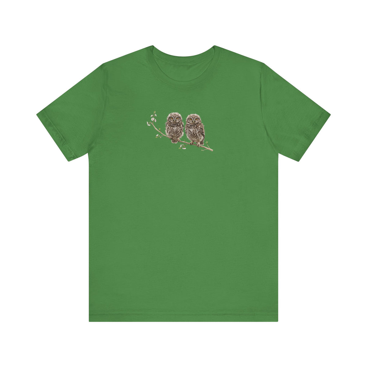Little Owl Fledgling T-Shirt | Spring Blossoms Unisex Graphic Tee for Bird Watchers