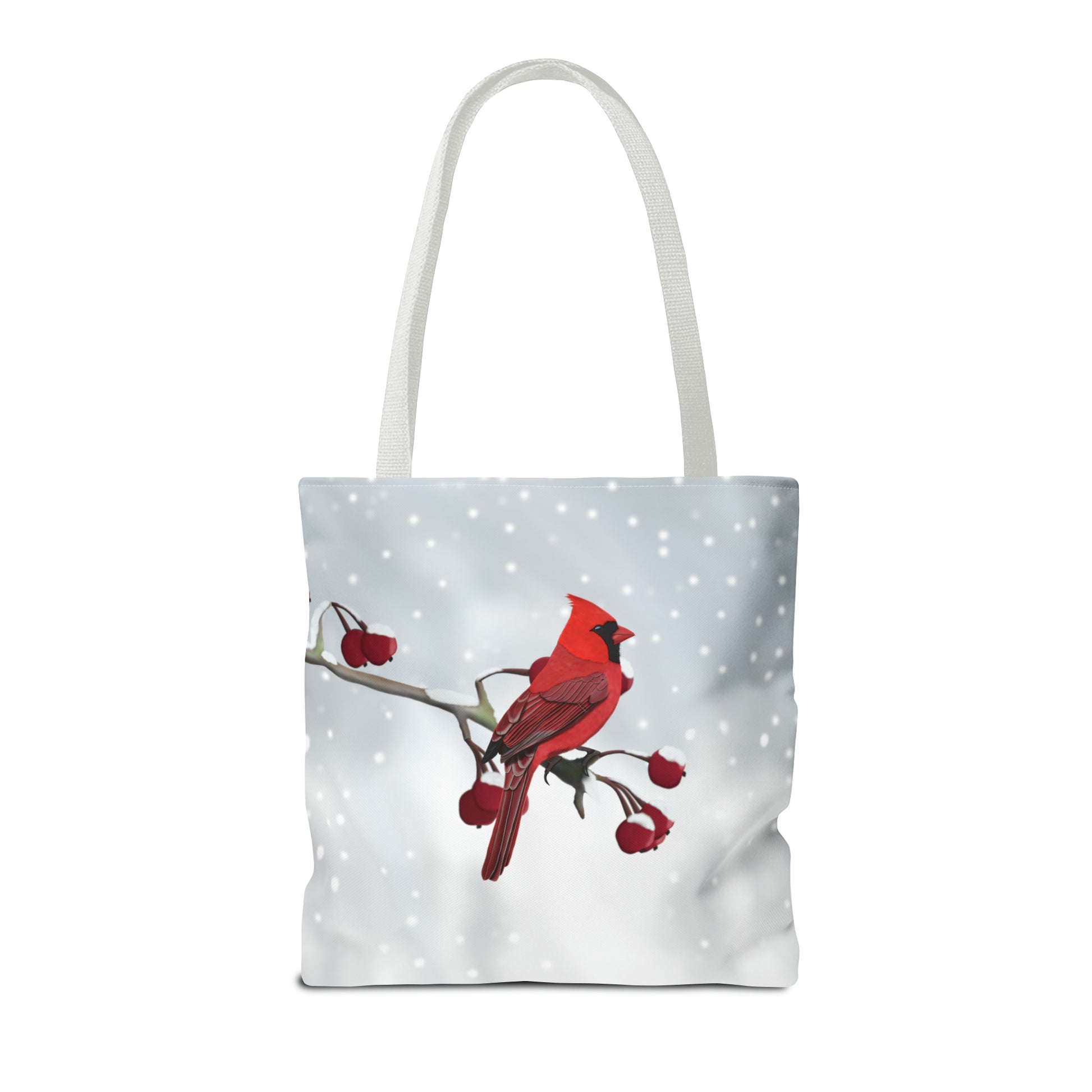 Cardinal on a Winter Branch Bird Tote Bag 16"x16" - jz.birds