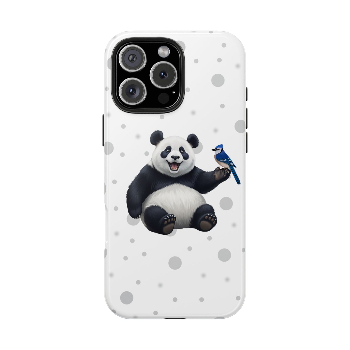 Cute Panda Bear with a Blue Jay Animal iPhone Case - Dual-Layer PC/TPU Protective Cover for iPhone
