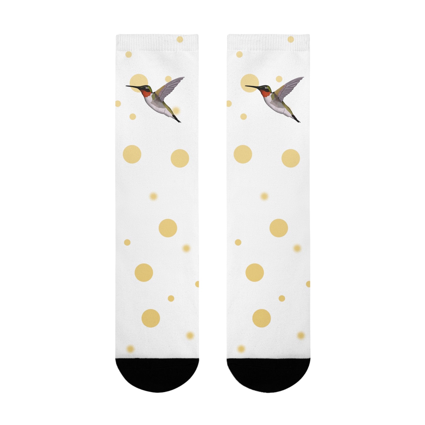 Kolibri Vogel Socken mit Goldenen Punkten für Vogelfreunde & Vogelbeobachter Weiß