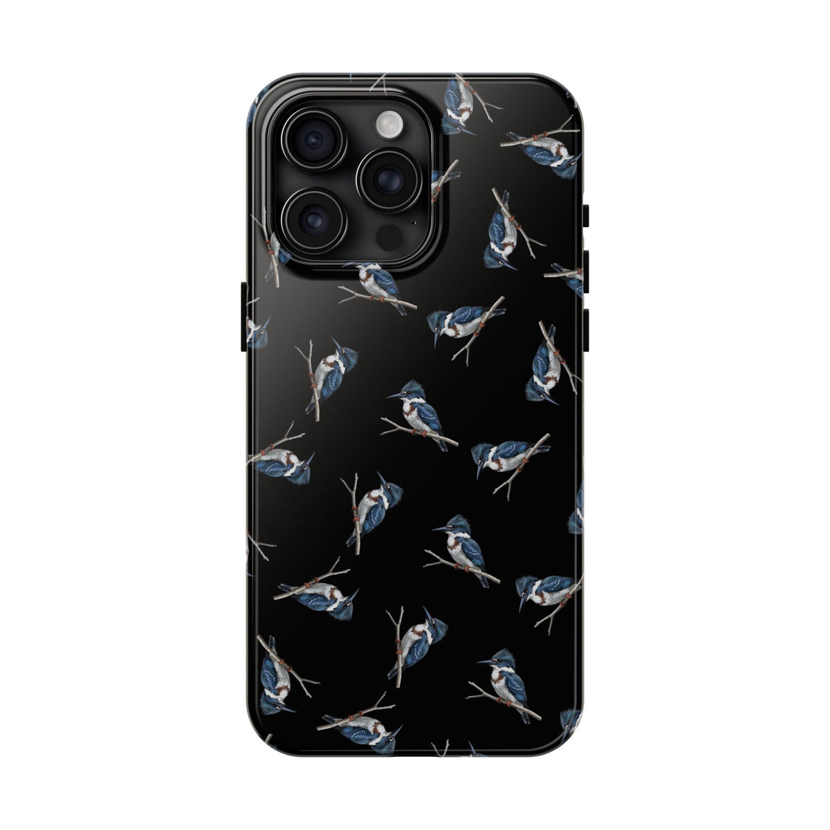 Belted Kingfisher iPhone Case Black – Premium Tough Phone Cover for Bird Lovers