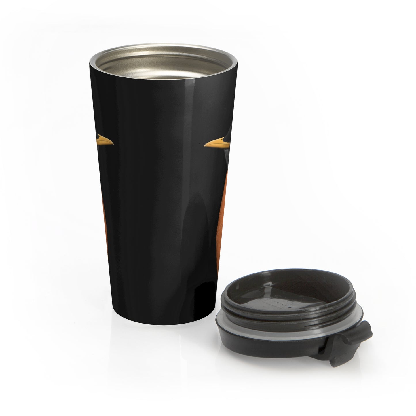 Robin Bird Stainless Steel Travel Mug Tumbler Black 15oz