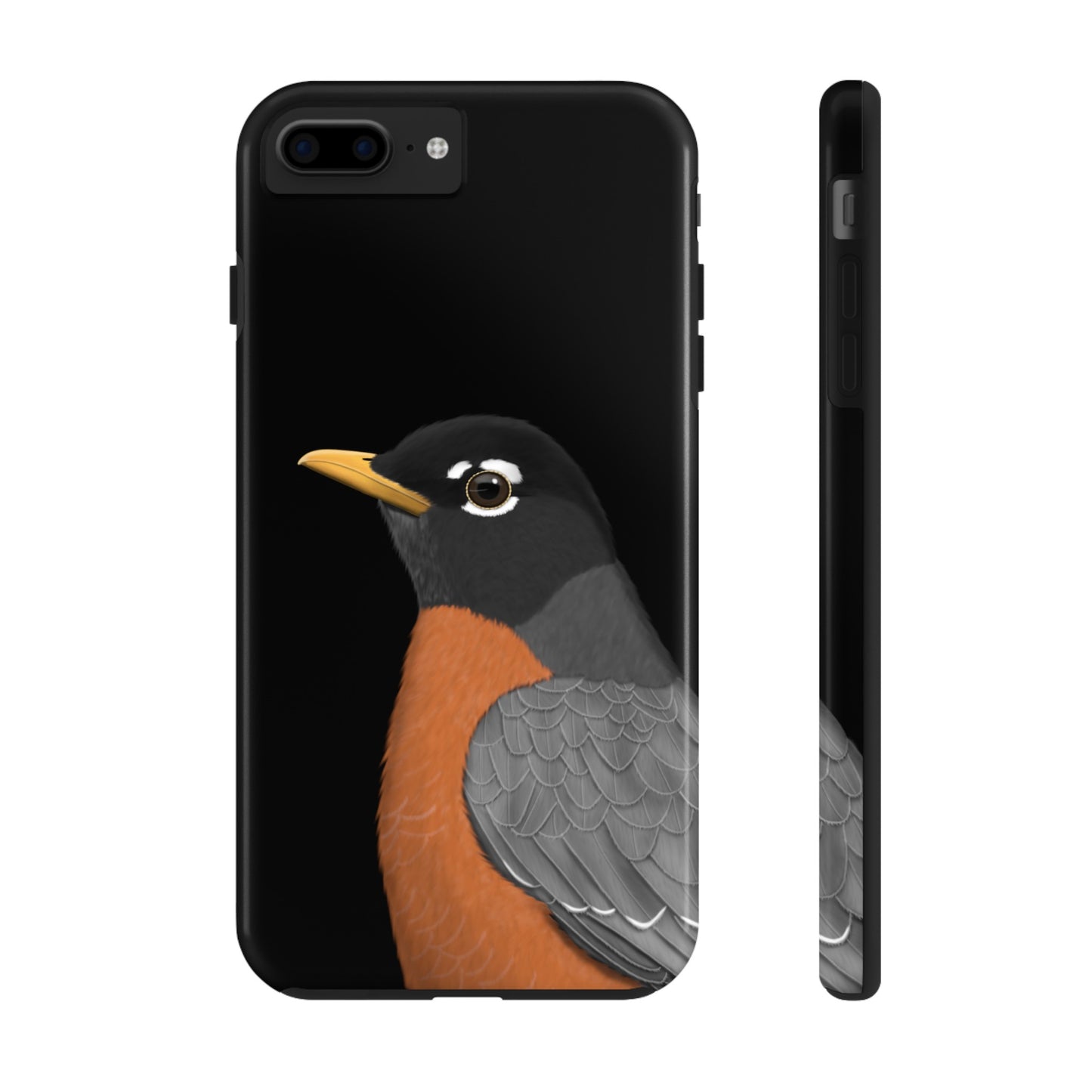 Robin Bird Art Tough Phone Case Black