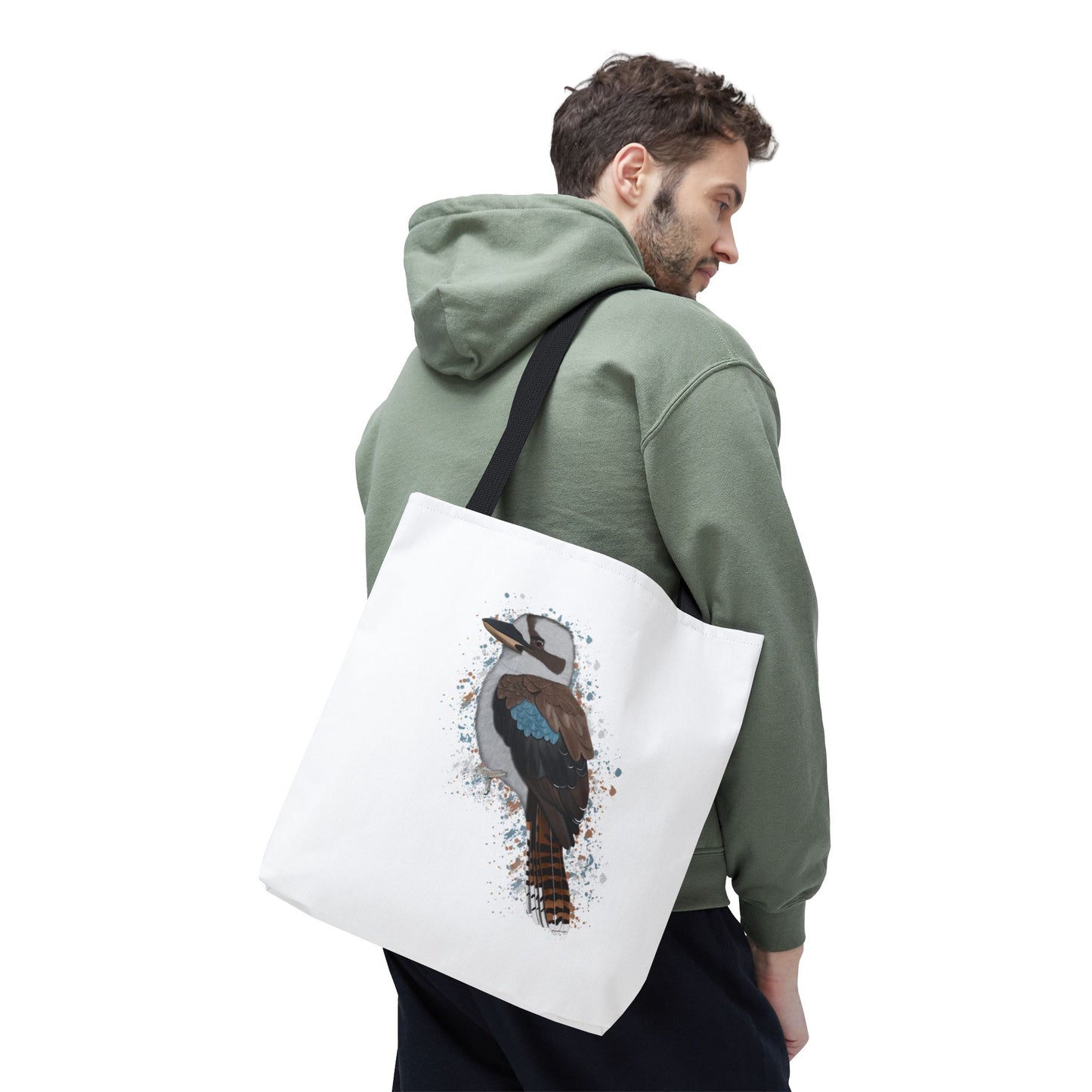 Kookaburra Tragetasche 40x40cm Vogel Tasche Weiß für Vogelbeobachter