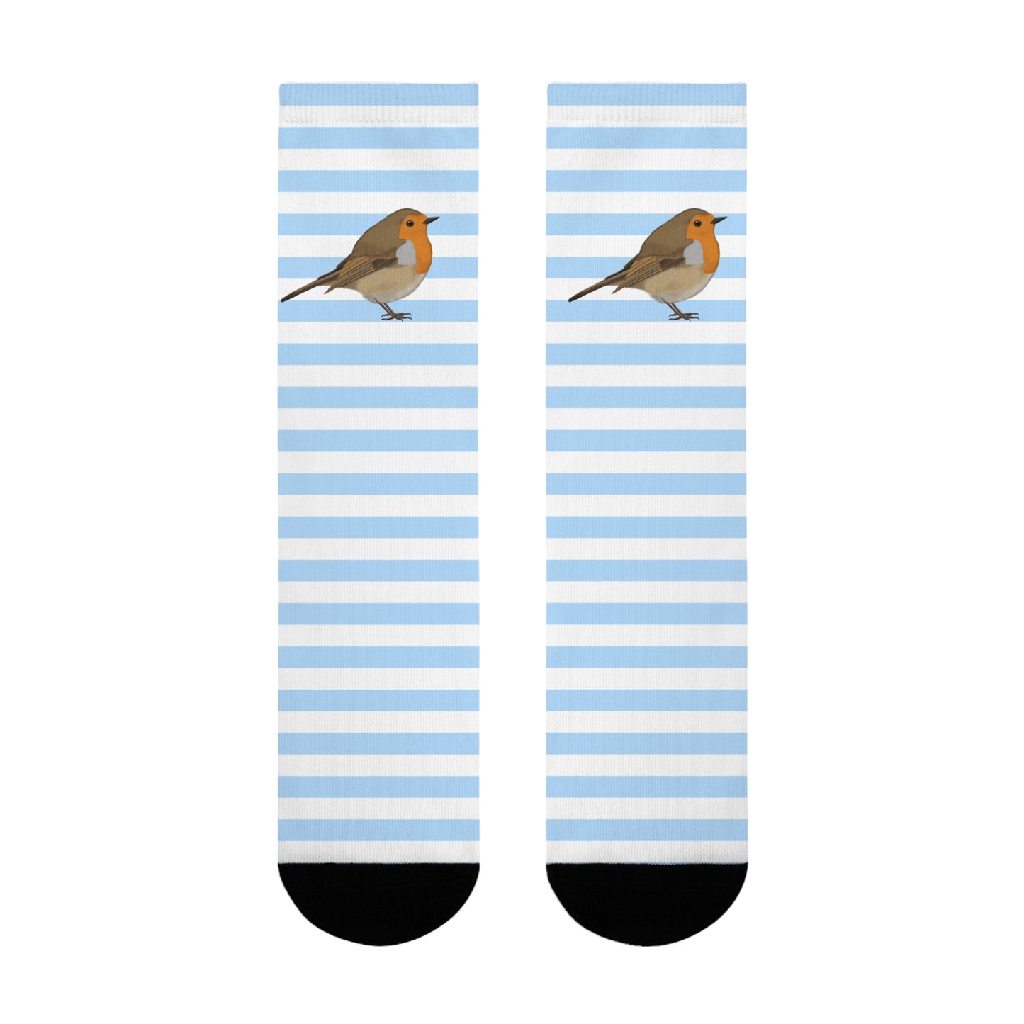 Rotkehlchen Vogel Socken mit Blau Weißen Streifen für Vogelfreunde & Vogelbeobachter – Accessories,