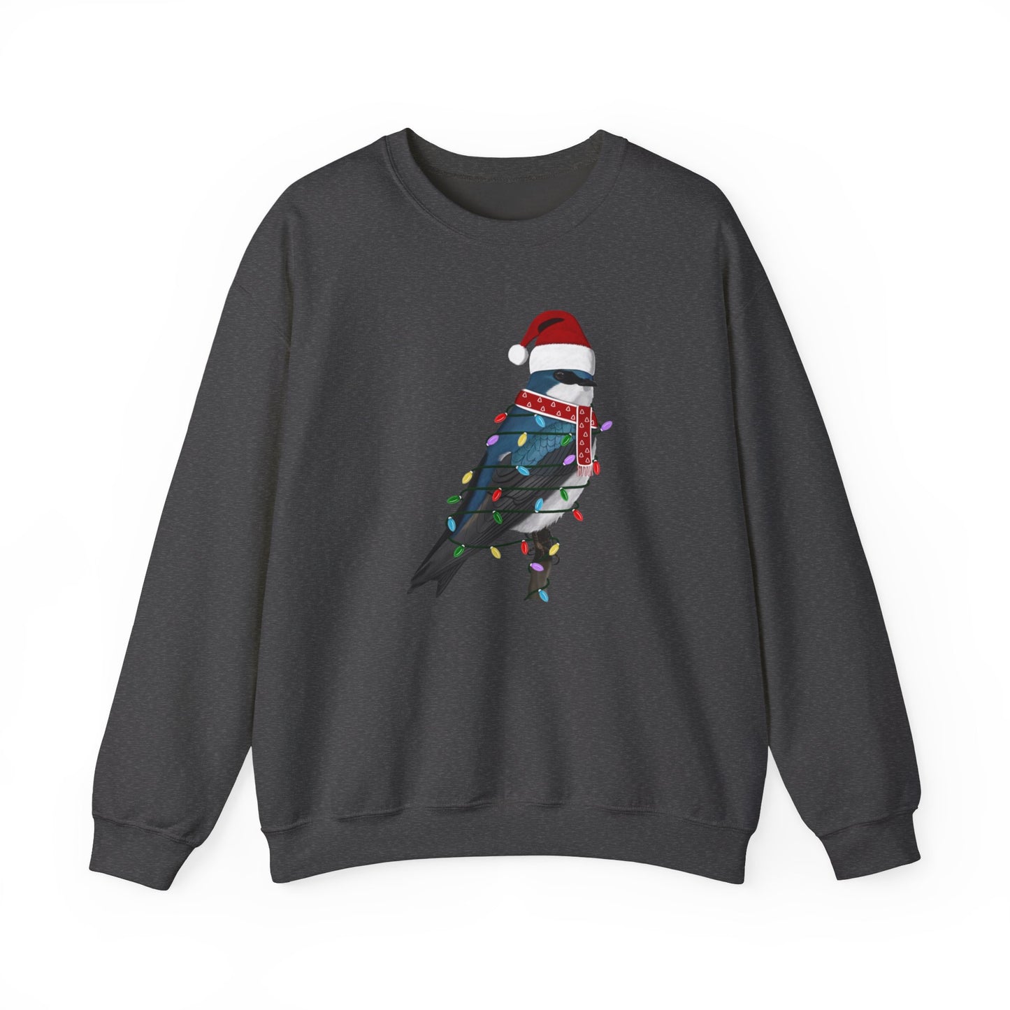 Tree Swallow with Fairy Lights Santa Claus Christmas Bird Sweatshirt