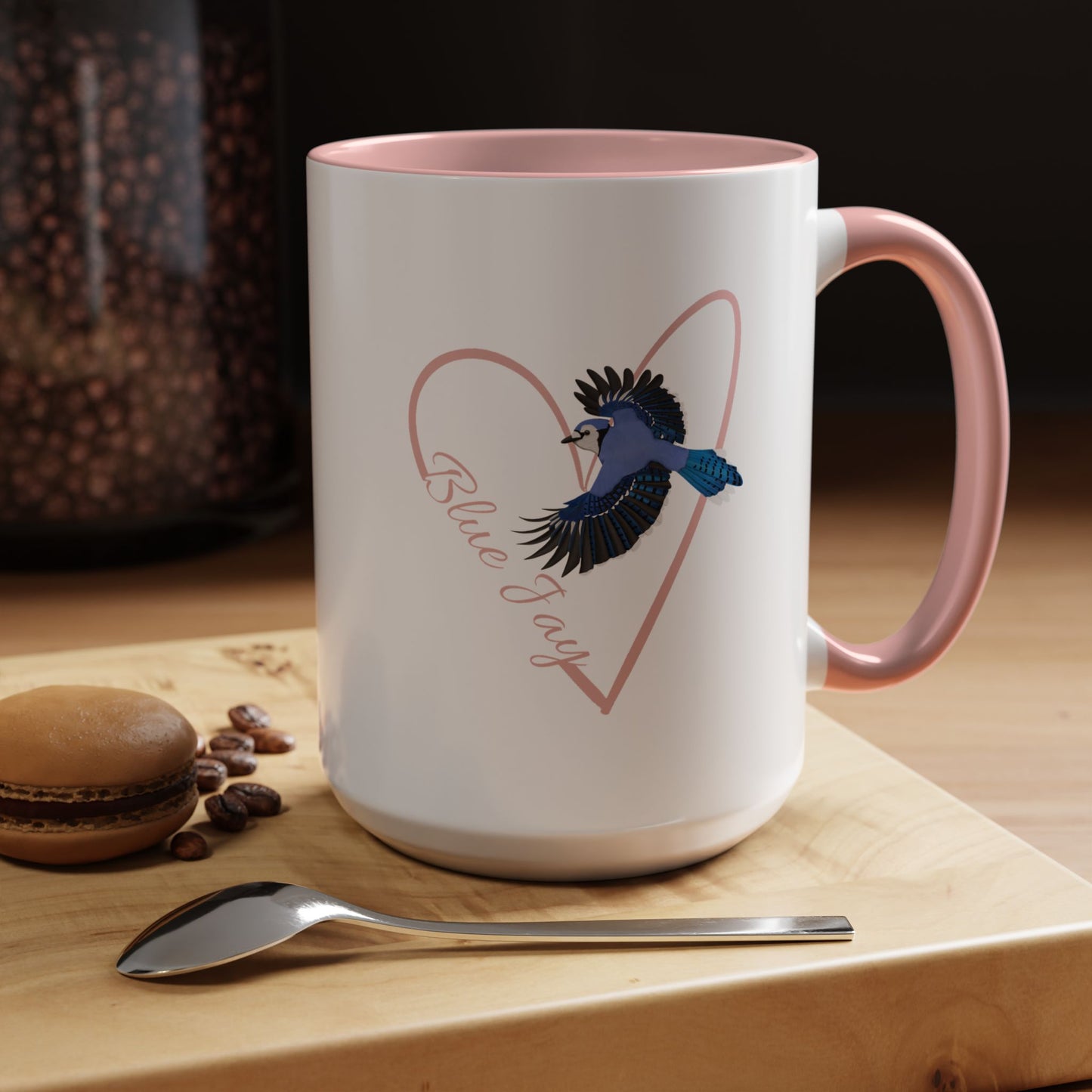 Blue Jay Mug Bird with Heart for Bird Lovers
