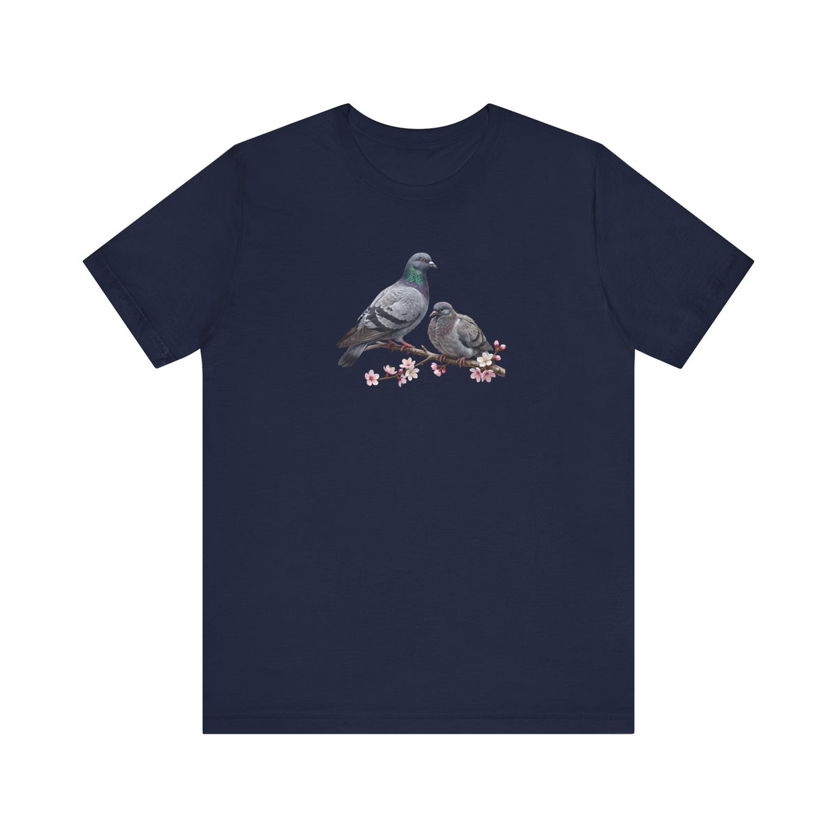 Pigeon & Fledgling T-Shirt | Spring Blossoms Unisex Graphic Tee